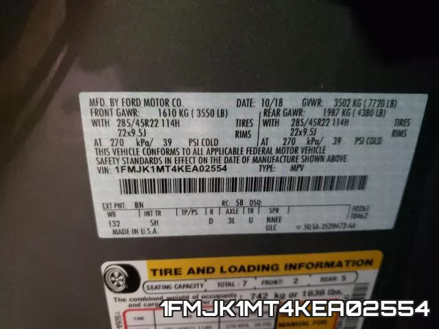 1FMJK1MT4KEA02554 фото 2