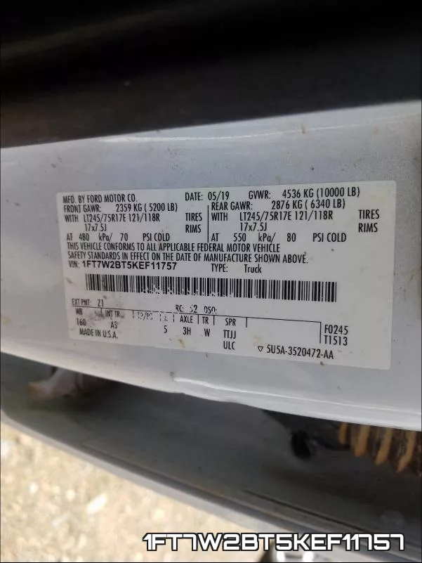 1FT7W2BT5KEF11757 фото 2