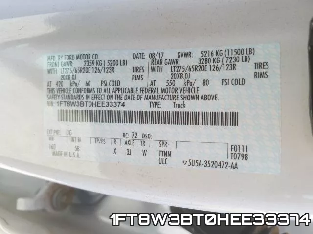 1FT8W3BT0HEE33374 фото 2