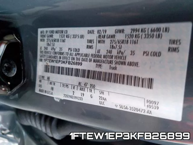 1FTEW1EP3KFB26899 фото 2