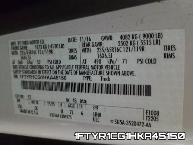 1FTYR1CG1HKA45150 фото 2