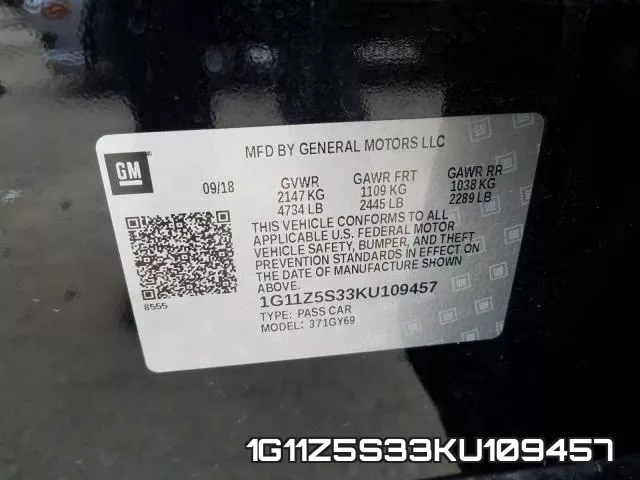 1G11Z5S33KU109457 фото 2