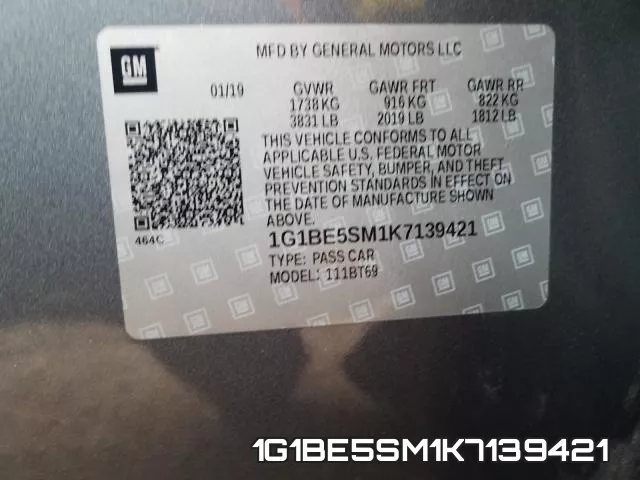 1G1BE5SM1K7139421 фото 2