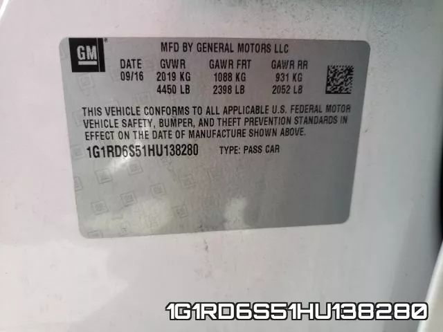 1G1RD6S51HU138280 фото 2