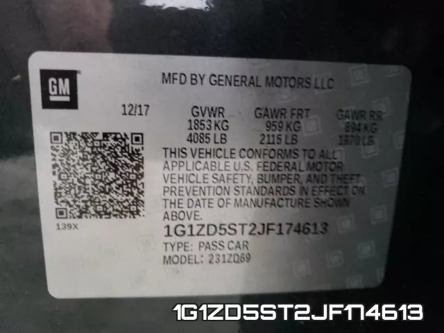 1G1ZD5ST2JF174613 фото 2