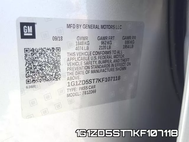 1G1ZD5ST7KF107118 фото 2