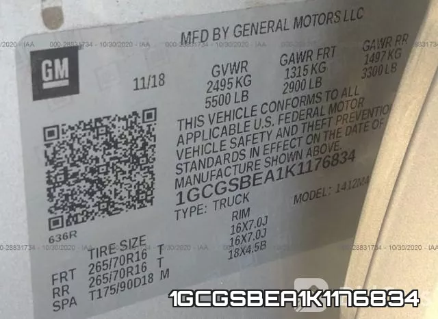 1GCGSBEA1K1176834 фото 10
