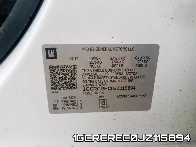 1GCRCREC0JZ115894 фото 2