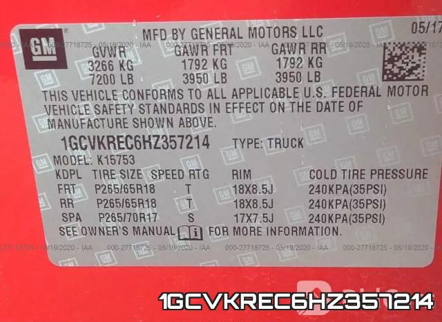 1GCVKREC6HZ357214 фото 9