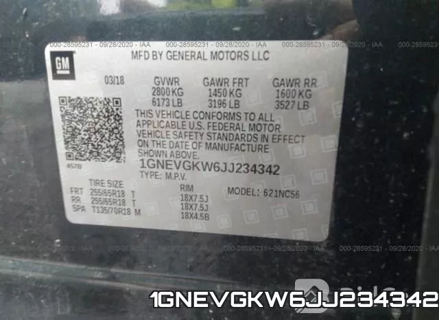 1GNEVGKW6JJ234342 фото 10