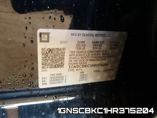 1GNSCBKC1HR375204 фото 2