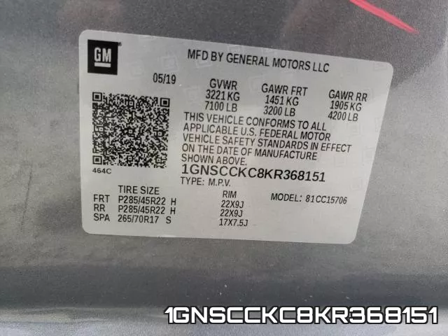 1GNSCCKC8KR368151 фото 2