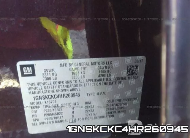 1GNSKCKC4HR260945 фото 10