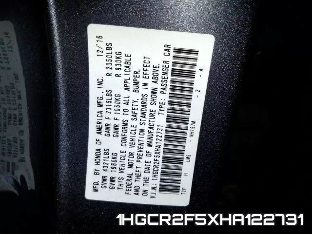 1HGCR2F5XHA122731 фото 2