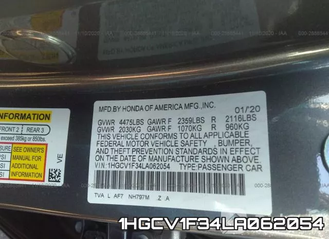 1HGCV1F34LA062054 фото 10