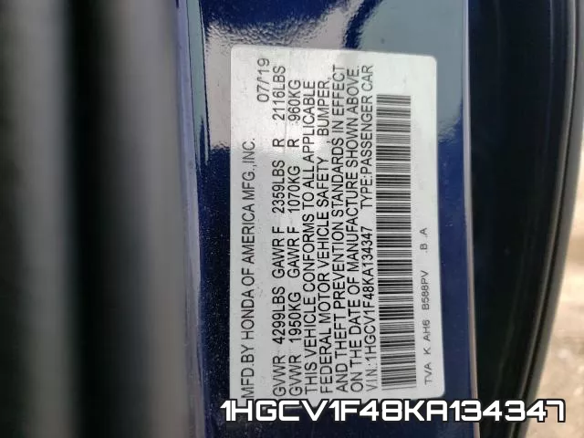 1HGCV1F48KA134347 фото 2
