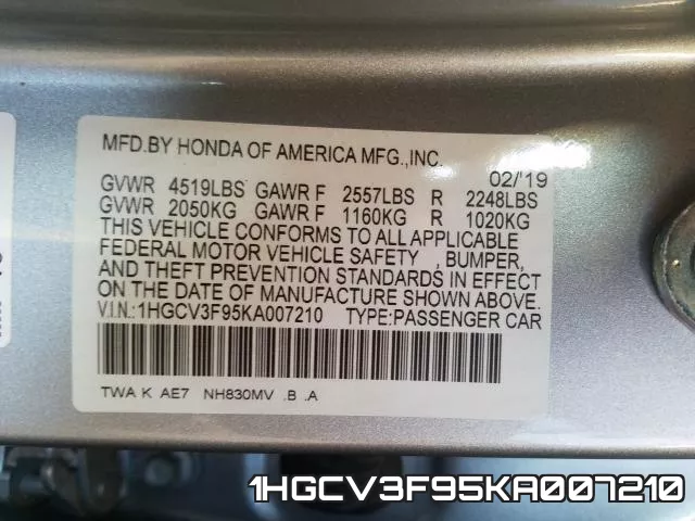 1HGCV3F95KA007210 фото 2