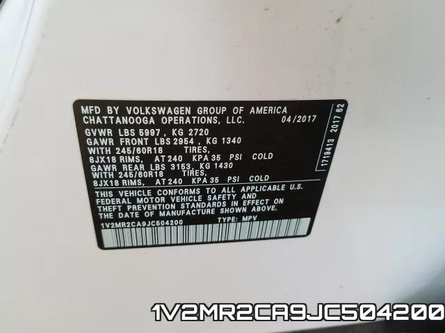 1V2MR2CA9JC504200 фото 2
