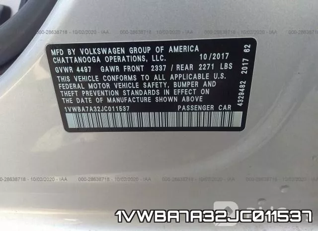 1VWBA7A32JC011537 фото 10