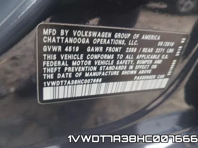 1VWDT7A38HC007666 фото 2