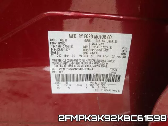 2FMPK3K92KBC61598 фото 2