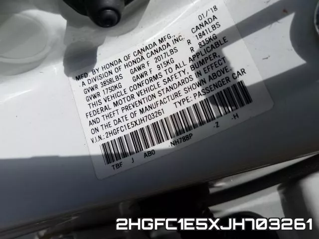 2HGFC1E5XJH703261 фото 2