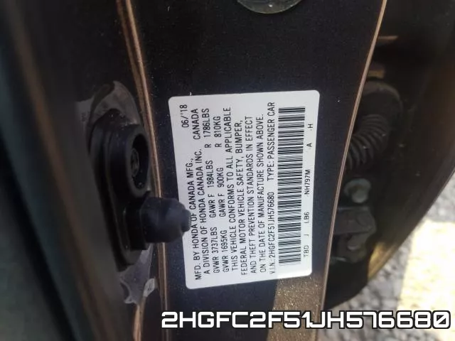 2HGFC2F51JH576680 фото 2
