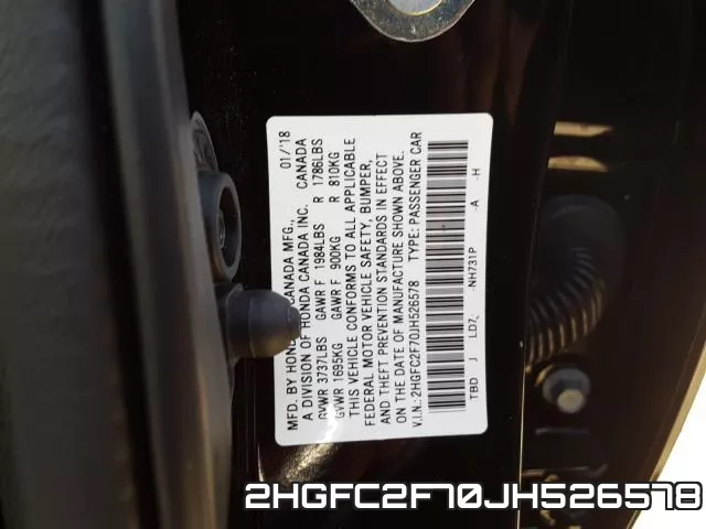 2HGFC2F70JH526578 фото 2