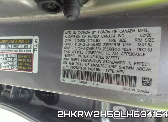 2HKRW2H58LH634164 фото 10
