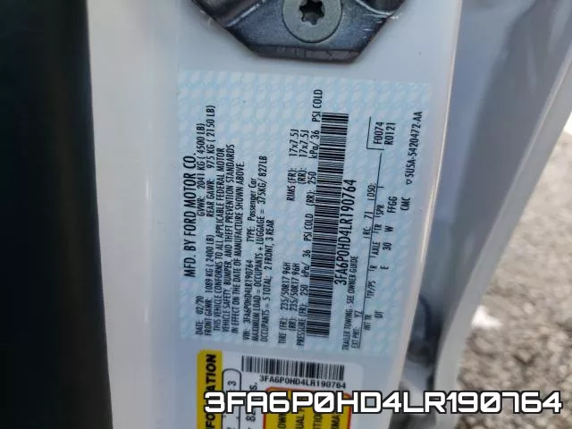 3FA6P0HD4LR190764 фото 2