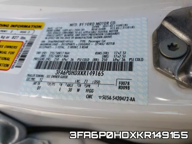 3FA6P0HDXKR149165 фото 2