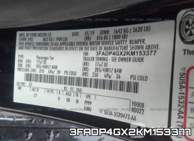 3FADP4GX2KM153377 фото 10