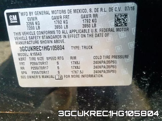 3GCUKREC1HG105804 фото 2