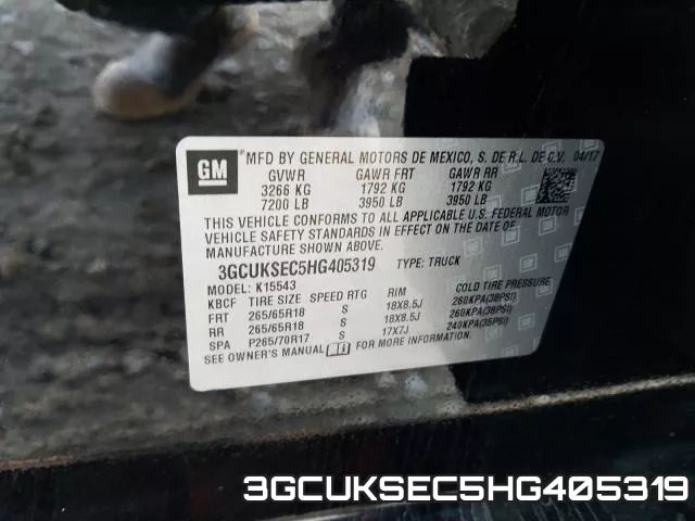 3GCUKSEC5HG405319 фото 2