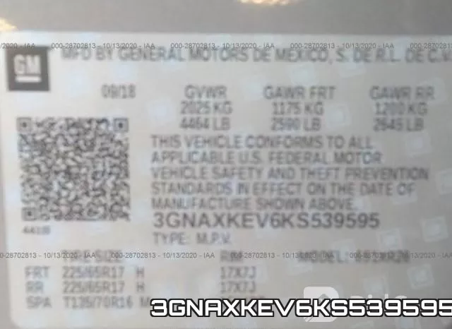 3GNAXKEV6KS539595 фото 10