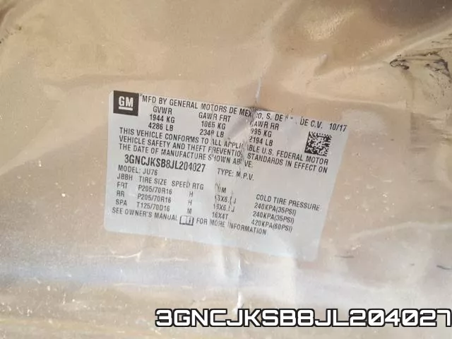 3GNCJKSB8JL204027 фото 2