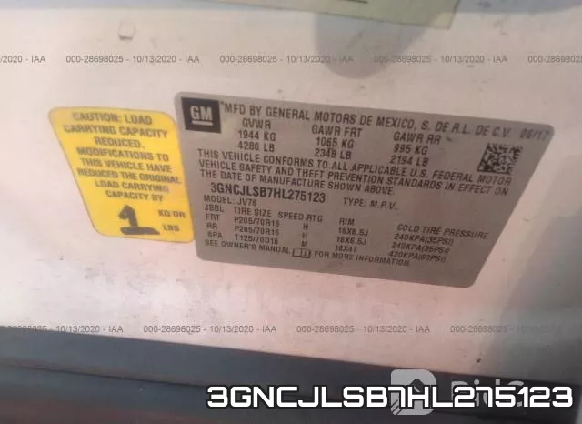 3GNCJLSB7HL275123 фото 10