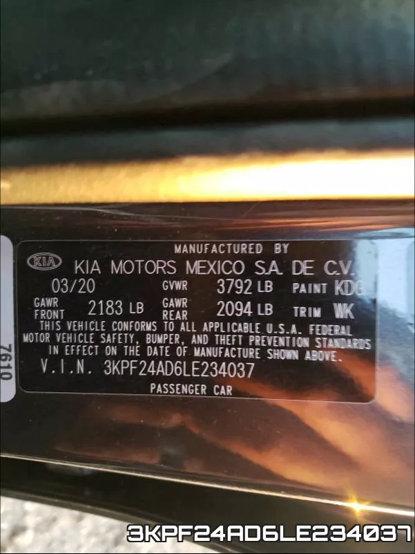 3KPF24AD6LE234037 фото 2