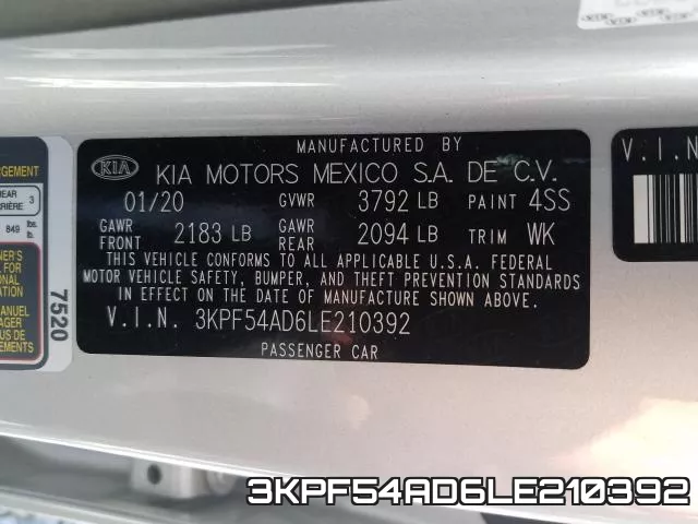 3KPF54AD6LE210392 фото 2