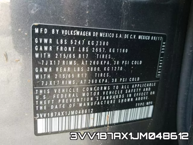 3VV1B7AX1JM048612 фото 2