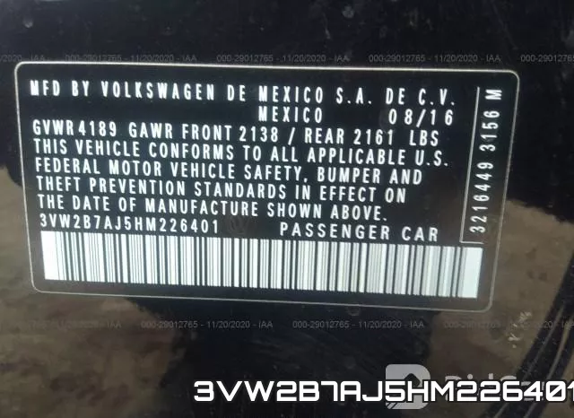 3VW2B7AJ5HM226401 фото 10