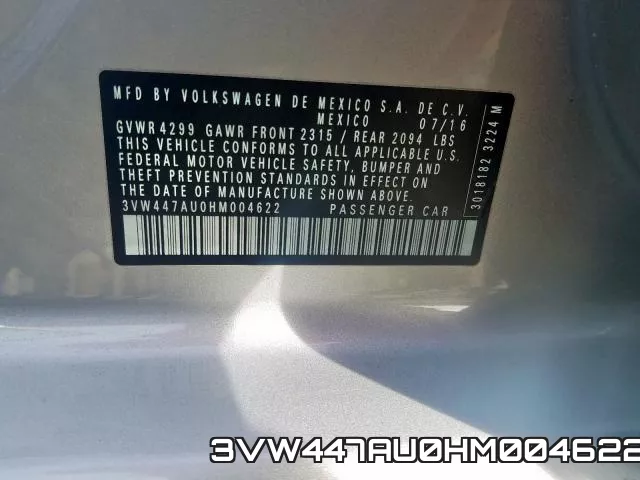 3VW447AU0HM004622 фото 2