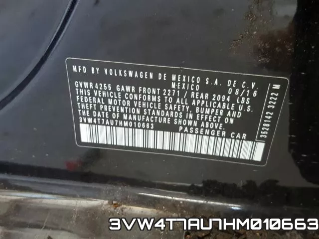 3VW4T7AU7HM010663 фото 2