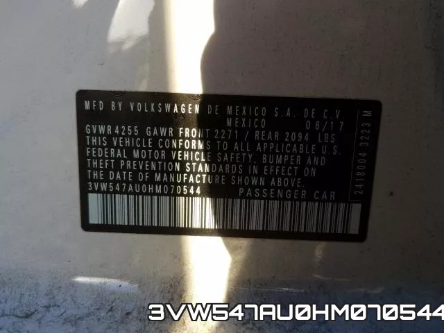3VW547AU0HM070544 фото 2