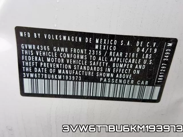 3VW6T7BU6KM193973 фото 2