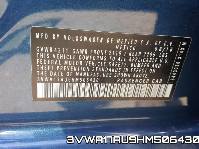 3VWA17AU9HM506430 фото 2