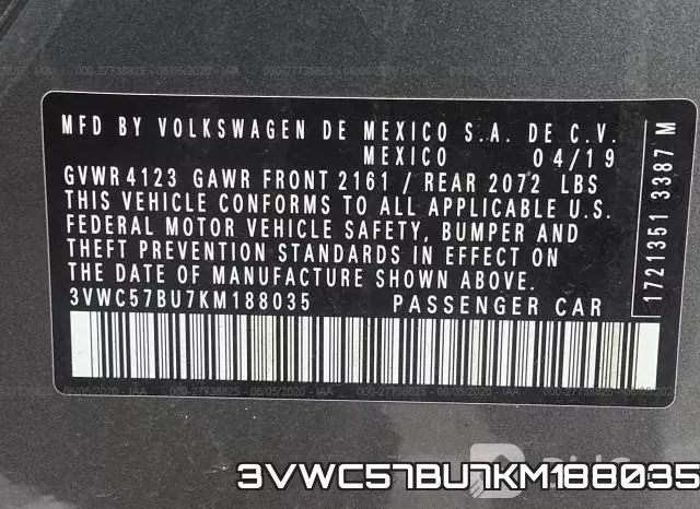 3VWC57BU7KM188035 фото 10