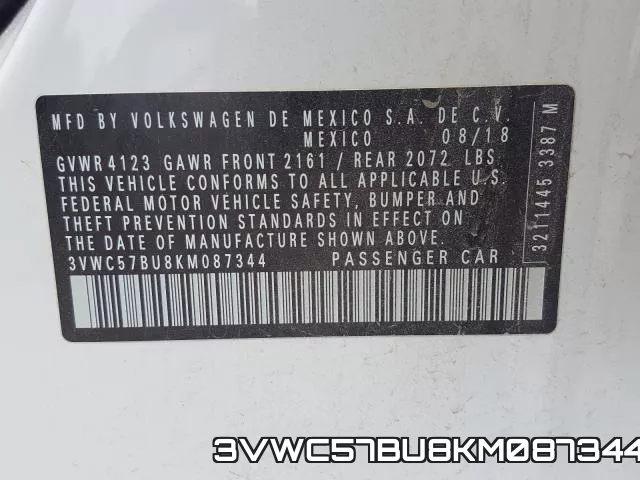 3VWC57BU8KM087344 фото 2