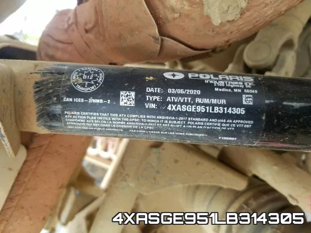 4XASGE951LB314305 фото 2
