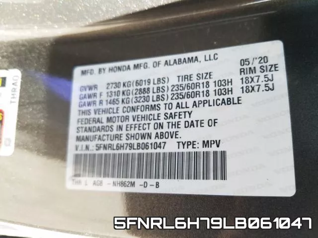 5FNRL6H79LB061047 фото 2